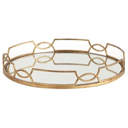 The cinchwaist round tray with gold accents
