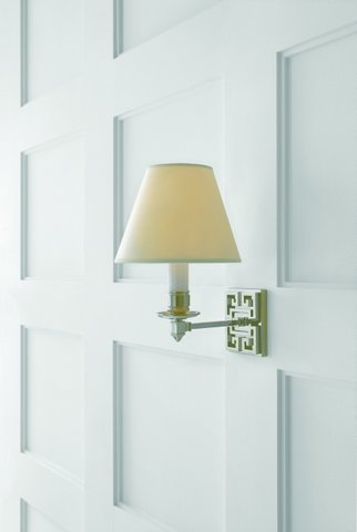 Single arm sconce in polished nickel with natural paper shade. Was $375, now only $300 during sale.
